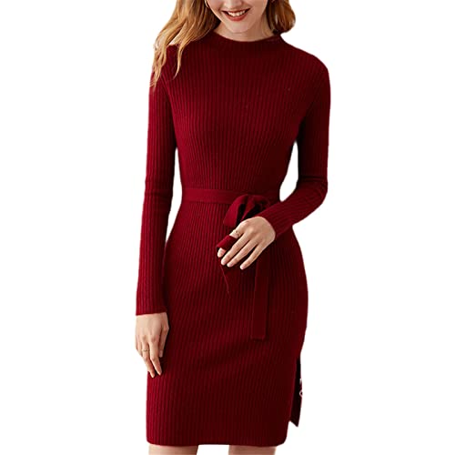 Robe pull en cachemire de luxe Kelsiop bordeaux taille S