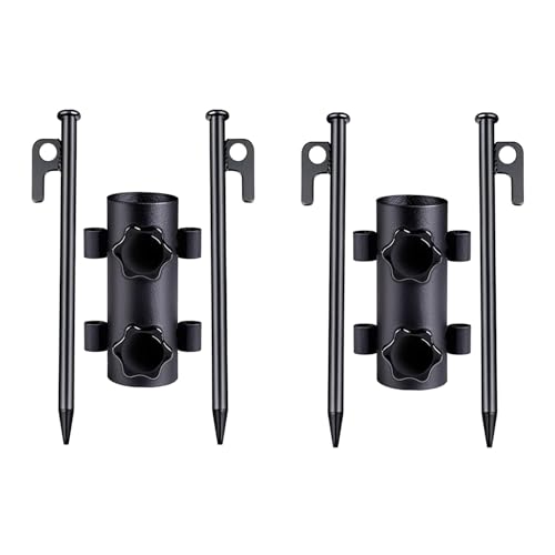 Portable Tent Holder Camping Tent Pole Holder Comes with 4 Ground Nails Tent Fixed Tube Pole Stand for Camping Fishing Hiking (2-Pack)