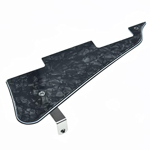 KAISH Black Pearl LP Guitar Pickguard with Chrome Stainless Steel Bracket and Steel Mounting Screws for USA Les Paul