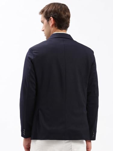 Image of SHOWOFFFF Men Solid Single Breasted Casual Blazer | Notched Lapel Full Sleeves Cotton Blazer for Mens | Slim Fit Regular Length Blazer for Men's