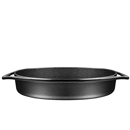 Bruntmor Double Handled Non-Stick Enameled Black Cast Iron Round Tarte Tatin Dish Pan Mini Roasting Dish, Baking Pie Pan, Pastries & Quiches, Hand Washing, Easy To Clean #TOP6