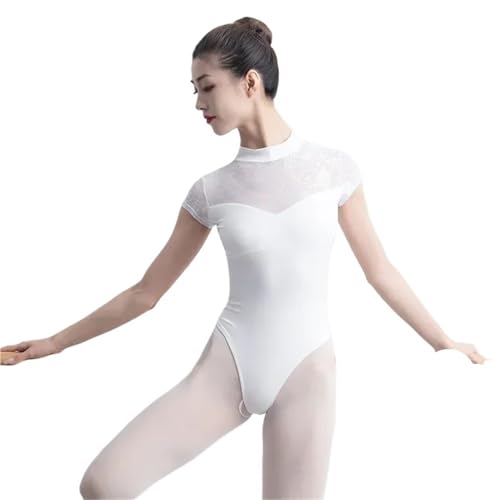 CIOPLJHKL Maillot De Ballet Profesional For Mujer Adulta, Algodón, Con Encaje, Manga Corta, Cuello Alto, For Yoga, Gimnasia Y Trajes Baño Para Danza Baile Gimanasia Ritmica