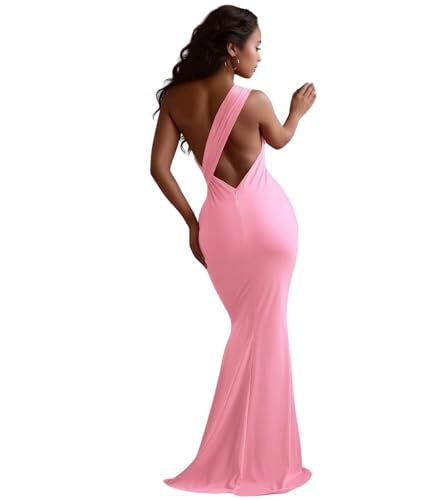 Image of PORRCEY Women's Sexy Rhinestone Lace Sheer Mesh Formal Evening Dress