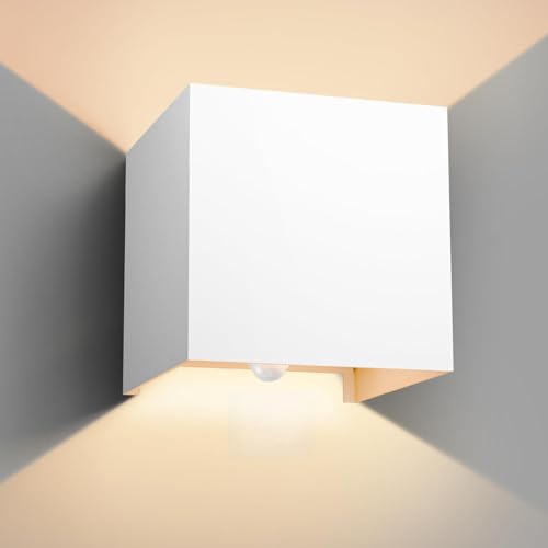 vatato LED Wandleuchte mit Bewegungsmelder,12W Außenwandleuchte mit Bewegungsmelder Einstellbarer Lichtstrahl,3000K IP65 außenlampe,Innen/Aussen...