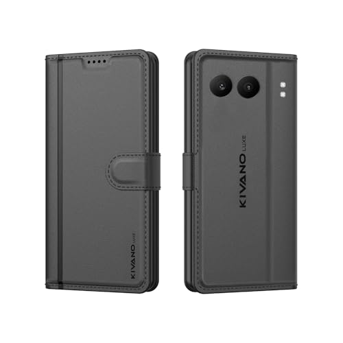 Image of KIVANO LUXE Compatible for OnePlus Nord 4 5G Luxury Handmade Leather Magnetic Flip Folio Case | Card Holder & Kickstand | Slim Protective Cover | Unisex - Black