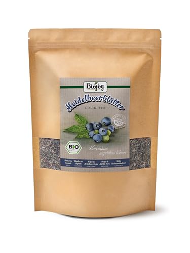 Biojoy Té de Hojas de Arándano Orgánicas (250 g), Hojas de Arándano, secas y cortadas (Vaccinium myrtillus folium)