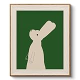 VIYYIEA Framed Wall Art for Living Room, Rabbit Canvas Prints, Easter Home Decor, Cartoon Painting Picture, Bathroom Wall Decor Gifts for Friends or Family - 12L x 10W