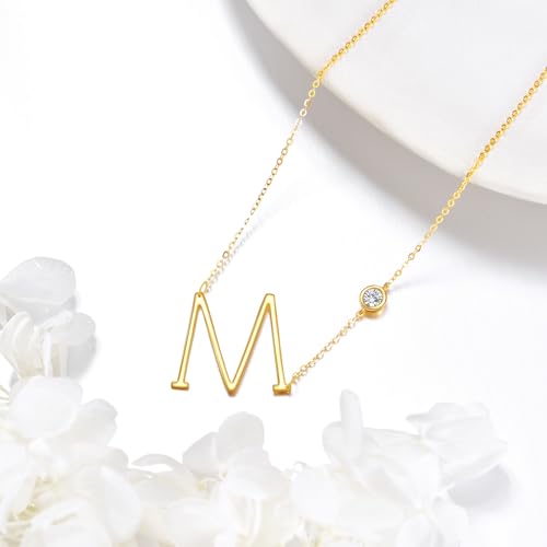 KECHO 14K Solid Gold Initial Pendant Necklace Real Gold Letter Jewelry Moissanite Gifts for Women3