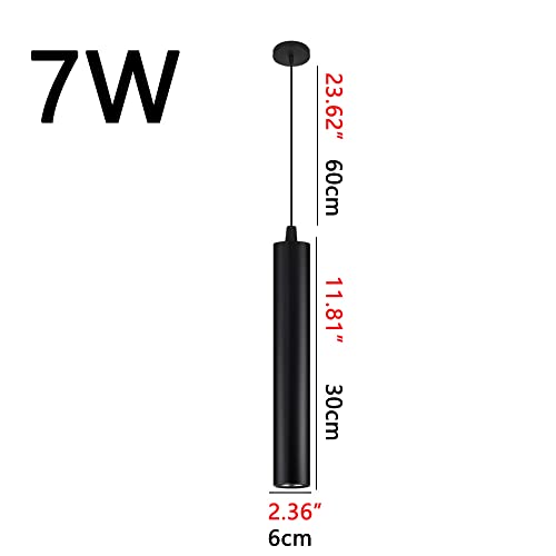 Luz colgante cilíndrica LED de aluminio tubo largo de 6x30cm con luz cálida para techo 2
