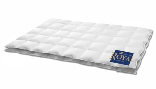 HANSKRUCHEN® Royal Daunendecke 155x220 cm - Extra leicht / Sommer - Made in Germany Kassettendecke aus 100% Gänsedaunen - Allergiker geeignet