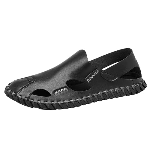 Sandalias cerradas para hombre: calzado transpirable de aspecto cuero para paseos de verano