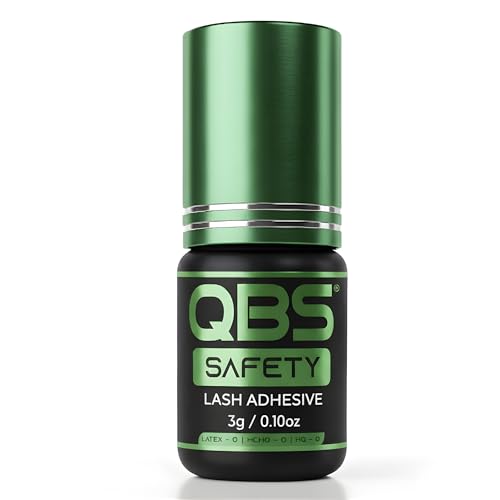 QBS® SAFETY Lash Glue for Eyelash Extensions | Professional Individual Eyelash Glue | Hypoallergenic Super Adhesive for Sensitive Eyes | Strong Bonding Lasts Up to 2 Weeks - Black (3g)