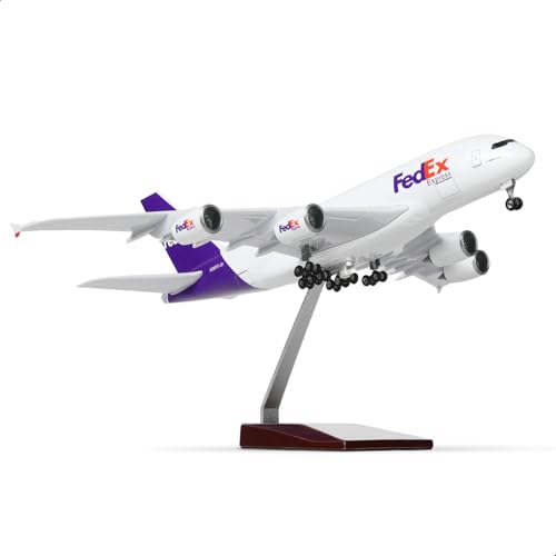 1/200 A380 für FedEx Modellflugzeug -Druckguss für Airbus A380 Modellflugzeug Kit mit Ständer (14 in-L) Pre-built Modellflugzeuge für Erwachsene -Aviation Geschenke Tabletop Collection Anzeige