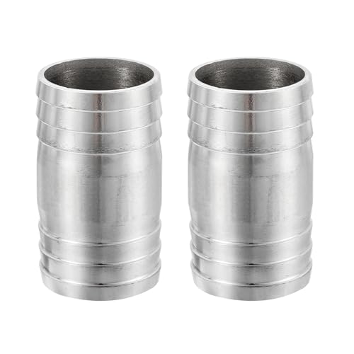 uxcell 2Pcs (1-1/2")38x65mm Hose Barb Equal Pipe Fitting, 304 Stainless Steel Pipe Adapter Connection Fitting for Vacuum Systems, Industrial Connections, Pneumatic Equipment