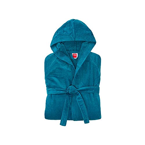 PANA® Velour Unisex Baumwolle Bademantel mit Kapuze • Saunamantel Damen • Herren Bademantel mit Kapuze • Bathrobe Men • Knielang • Größe: Medium • Farbe: Petrol PANA® Velour Unisex Baumwolle Bademantel mit Kapuze • Saunamantel Damen • Herren Bademantel mit Kapuze • Bathrobe Men • Knielang • Größe: Medium • Farbe: Petrol