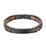 KENON Holz-Armband für Herren, modisches Holz und Edelstahl, magnetisch, 4 Elemente, Holzarmreif, Schmuck, tolles Geschenk für Männer (Schwarz)