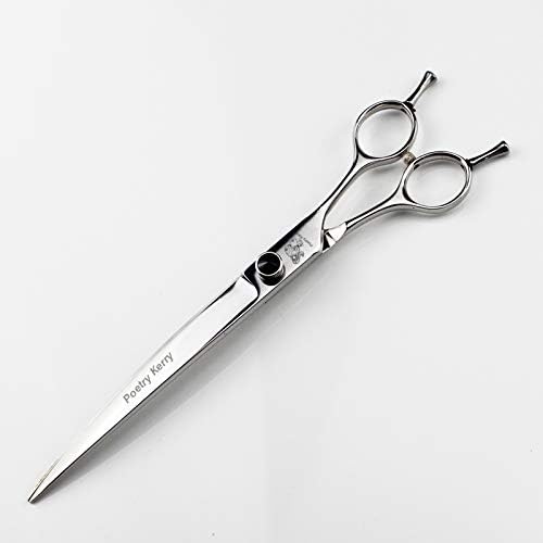 high-end Professional pet Care 8.0 inch pet Scissors JP440C Steel Silver (Double tail curved scissors)
