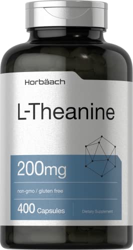 L Theanine 200mg | 400 Capsules | Value Size | Non-GMO Gluten Free Supplement | by Horbaach