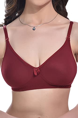 Image of FIMS - Fashion is my style Women Cotton Blend Non-Padded Bra Non-Wired Mould Seamless Cup Solid Bras Cup-B Pack of 1, Multicolor