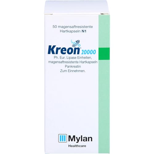 Kreon 20 000 Ph.Eur. Lipase Einheiten Hartkapseln bei einer exokrinen Pankreasinsuffiziens 50 St. Kapseln