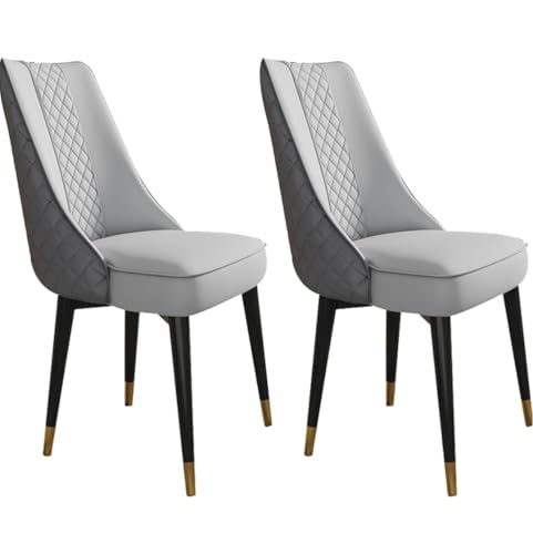 Image of Dream Furnishing - Set of 2 Dinning Chairs Elegant & Luxury Looks Strong Metal Frame Legs for Home Cafe Office Hotel (Dark Grey Light Grey Set of 2)