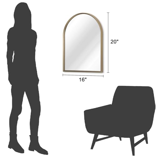Image of Arch Bathroom Mirror, 20 inchx16 inch Wall Mounted Mirror, Arched Vanity Wall Mirror Metal Frame Home Decor for Bedroom, Entryway, Living Room