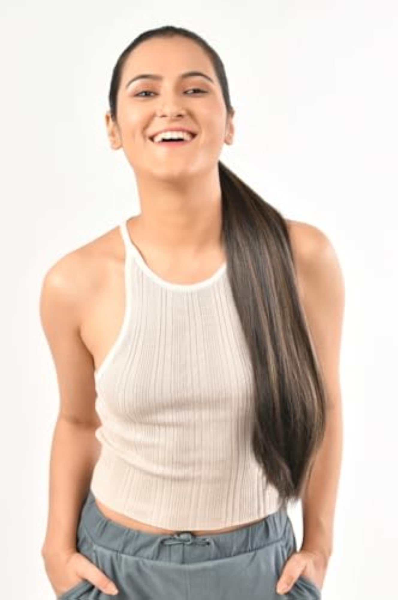 JustClipIt Lara Long Straight Ponytail Hair Extension, Highlight Gold