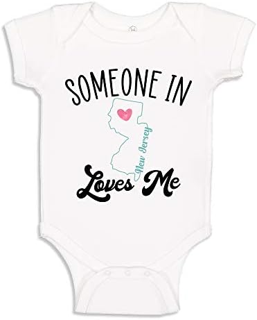 Someone in New Jersey Loves Me Long Distance Baby Gift State to State Bodysuit Infant One Piece 12 mo White