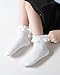 Funjoon 4T-10Y Girls White Ruffle Socks Lace Frilly Dress Cotton School Uniform Crew Socks for Toddler Little Girls 6 Pack, White 1-3T