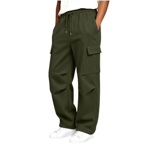 BUERCWS Boys Cargo Pants Elastic Waist Drawstring Side Pocket Casual Sports Sweatpants Lightweight Uniform School Trousers Army Green 120 - image 5