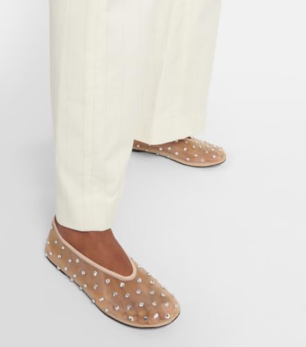 Women's Mesh Ballet Flat Shoes with Glitter Rhinestone Crystal Ballerina Flats Closed Square Toe Comfortable Casual Dress Mary Jane Shoes Ladies2