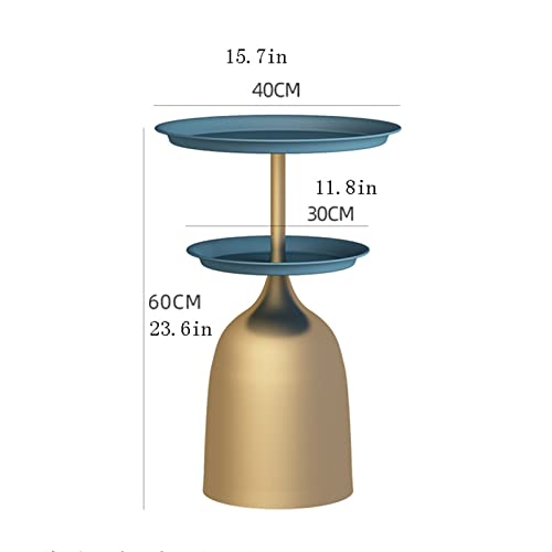 Table d'appoint ronde double couche en fer forgé pour canapé d'angle