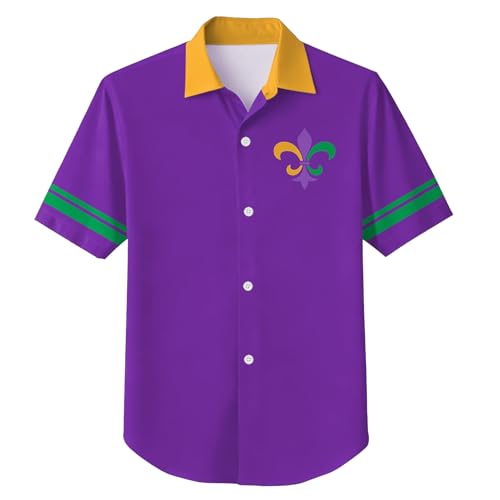 Mardi Gras Shirts for Kids: Boys Fat Tuesday Party T Shirt New Orleans Hawaii Button Down Tops 5-12 Years