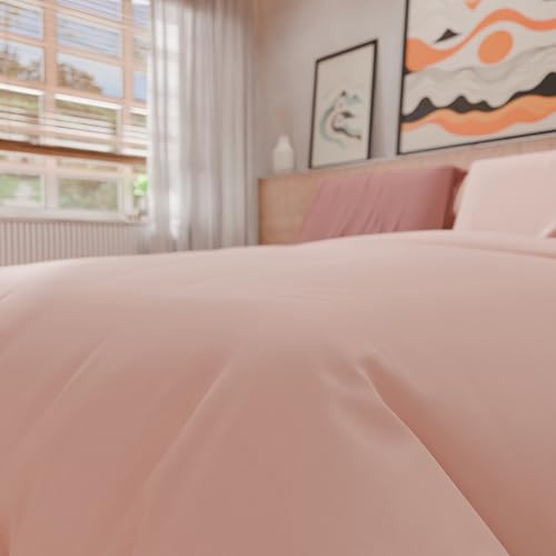 Petti Artigiani Italiani - Set Copripiumino Matrimoniale 250X200 Cm (2 Federe 50X80 Cm Incluse), Parure Copripiumino Morbida Microfibra Tinta Unita Cipria Chiaro - Cipria Scuro - 6