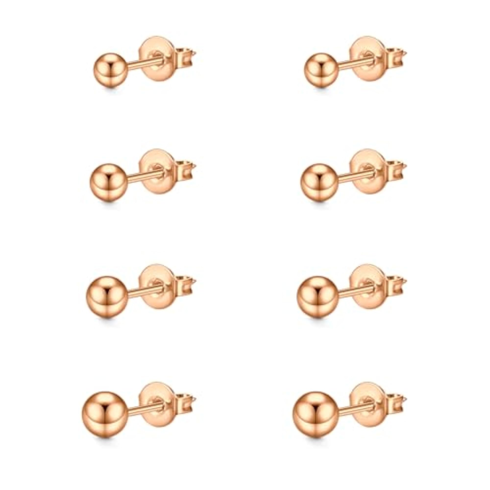 Cubic Zirconia Stud Earrings Set, Surgical Steel