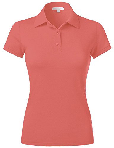 Hat and Beyond Womens Polo Shirts Casual Pique Solid Short Sleeve Slim Fit Top