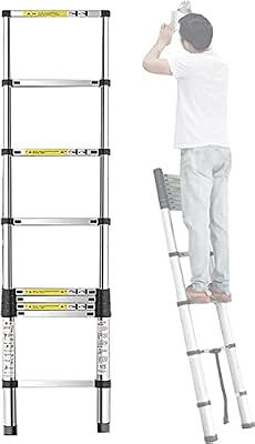 UWYTGF 20ft 16.5ft 12.5ft 10.5ft 9.5FT Telescoping Ladder,Aluminum Extension Telescopic Ladders for Rooftop Loft RV Attic Outdoor Indoor Use,Load 150kg Li,5m/16.4ft