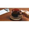 KINTO 21742 SEPIA Cup & Saucer, 9.1 fl oz (270 ml), Amber, Heat-Resistant Glass, Gift, Present