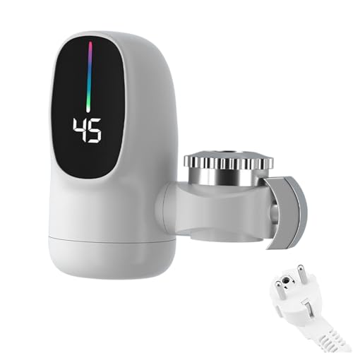 Ahuuen Sofortiger Durchlauferhitzer Wasserhahn,Durchfluss Warmwasserhahn Mit LED Temperaturdisplay - 3000W Zusatz Für Hotel Haus Badezimmer Küche