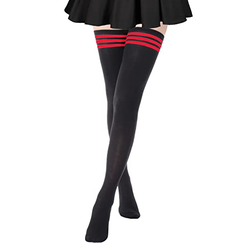 Image of DRESHOW Extra Long High Thigh Socks Striped Over Knee Thin Tights Long Stocking