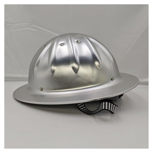 with Removable Liner Hard Hat Aluminum Full Brim Hardhat 4-point Fastening Professional Aerial Engineering Hard Hats 3 Colors Available(Silver)