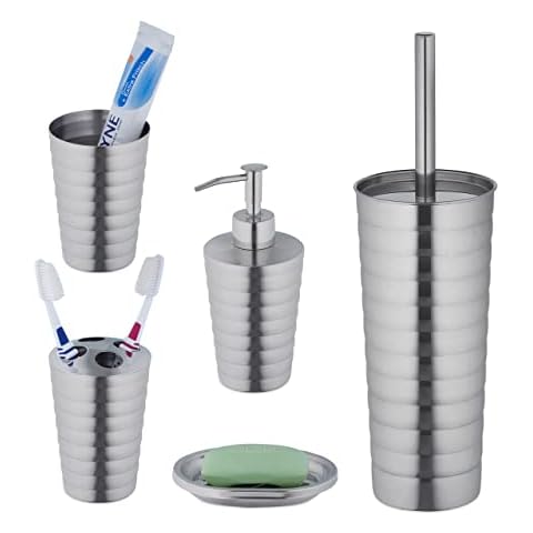 Relaxdays 5-Piece Modern Bathroom Set Cover