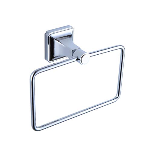 Image of RONTENO Towel Ring for Bathroom Wall | Stainless Steel Rectangular Shaped Wall-Mounted Napkin Holder | Toilet Paper Holder Include with Screw | Hardware Hanger Accessories(1Pc, Silver)