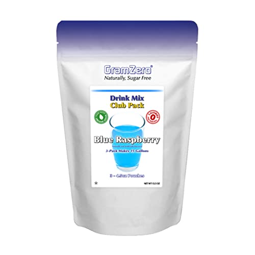 Gramzero Blue Raspberry Zero Calorie Sugar Free Drink Mix, Great For Nutrition Club Loaded Teas, Stevia Sweetened