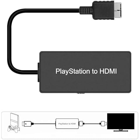 ZUZONG PS2 HDMI PS2 to HDMI PS2 to HDMI Converter, PS2 to HDMI Adapter Support 1080P/ 720P, PAL/NTSC Compatible with PS1, PS2, PS3 Cover