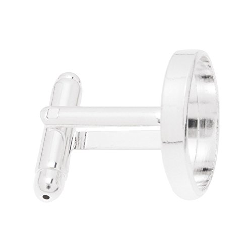 Rosebeading Silver Plated Cufflink Blanks with 16mm Bezel-10pcs