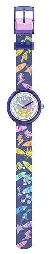 Flik Flak Girl Kids Watch Casual Purple Bio-sourced Water Resistant Quartz Rainbow Crayons2