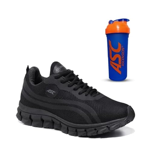 Tênis Feminino Ascension + Coqueteleira – Leve, Macio e Confortável para Caminhada, Corrida, Academia e Uso Diário | Estilo Esportivo e Urbano (Preto + CQ.AZL, BR, Adulto, Numérico, 36)