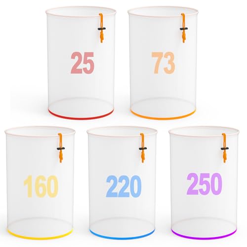 Zihvfzu 5-Gallon All-Mesh Strainer Bags 5-Pack Kit with Multi-Purpose Filter Sizes with 1 Premium Pressing Screen - Reusable Nylon Mesh Bags for Hydroponic Vegetables, Herbal Tea (1)