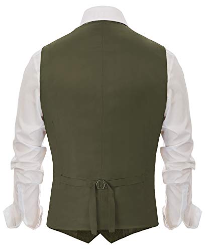 Pj Paul Jones PJ0186-1_2XL@#SLBJYY-AE Mens Vests Retro Tweed Groom Suit Vest Wool Blend Waistcoat Army Green thumb #2